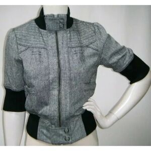 𝅺forever 21 M Black Tweed Short Sleeve Jacket Coat
